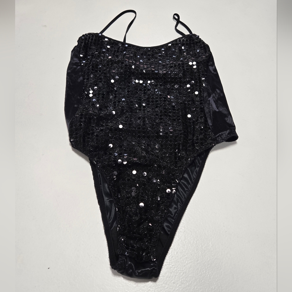 Vintage Miss California Sequin Black Bodysuit Dance Cosplay Size Medium